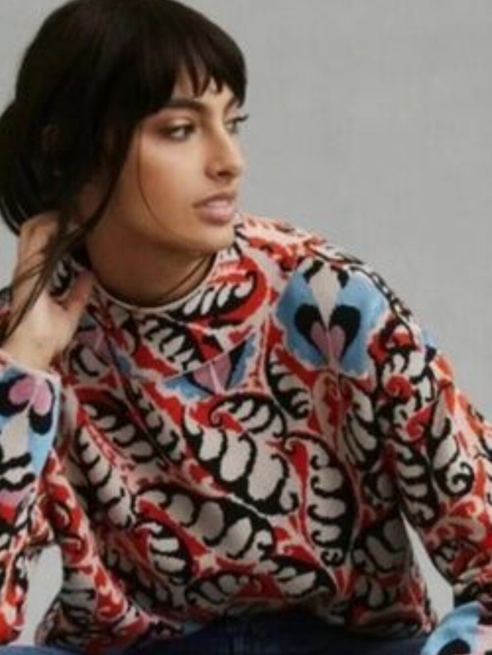 Anthropologie Abstract Sweater in Orange & Black Size XS